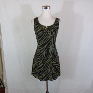 Michael Kors Green Black Animal Print Dress M